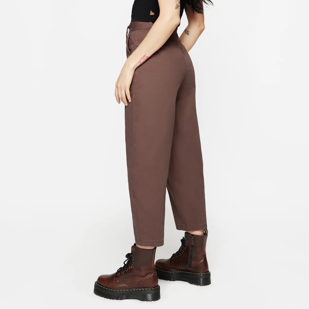 Disturbia Pinhead Belted Balloon Leg Trousers - Rose Brown - 26" waist